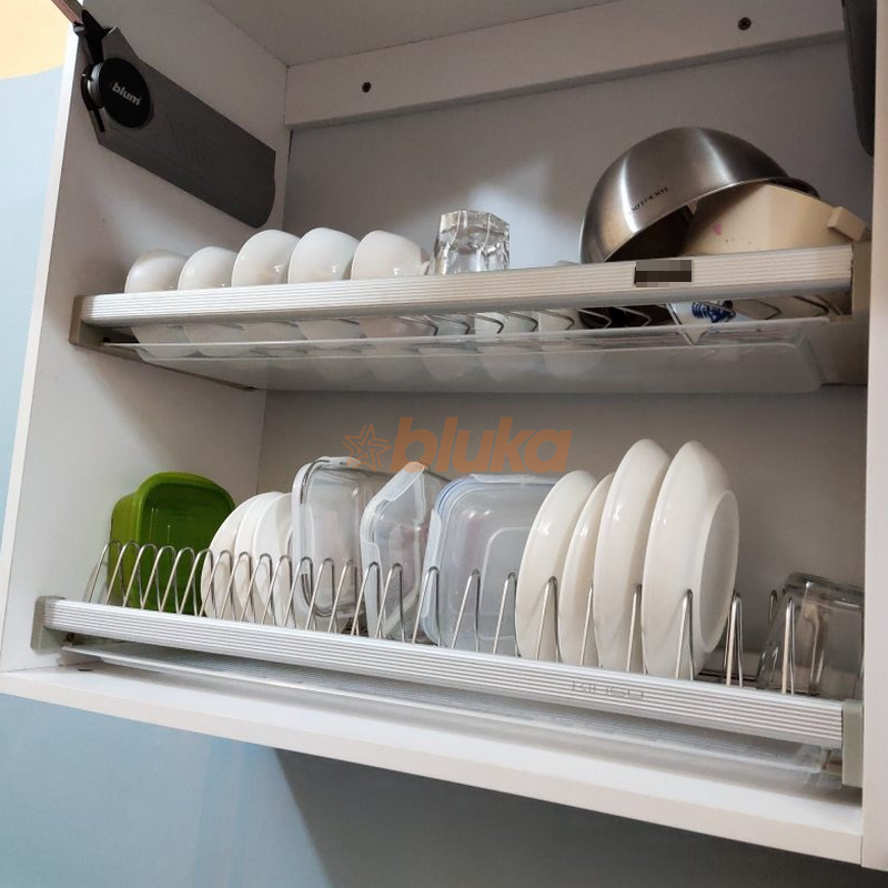 Giá bát đĩa 2 tầng cố định tủ bếp có thể điều chỉnh độ cao hay không?